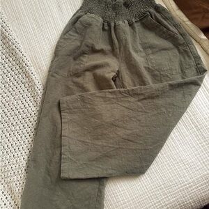 Emme Linen Olive Green Pants